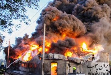 آتش‌سوزی کارگاه مصنوعات چوبی در اهر