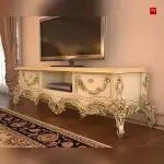 میز تلویزیون سلطنتی ایلیا منبت کاری شده چوب راش ایران چوب