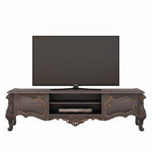 میز تلویزیون آراد سلطنتی منبت چوب راش جزئیات منبت میز تلویزیون آراد, نمای نزدیک صفحه رویی میز تلویزیون چوبی, میز تلویزیون کلاسیک آراد در رنگ سفارشی