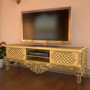 میز تلویزیون سلطنتی منبت کاری شده آنام طلایی