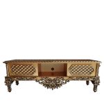 میز تلویزیون سلطنتی منبت کاری شده آنام سفید طرح دار