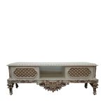 میز تلویزیون سلطنتی منبت کاری شده آنام سفید طرح دار