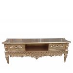 میز تلویزیون آرتین منبت کاری شده چوب راش ترک سلطنتی طلایی