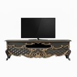 میز تلویزیون سلطنتی السانا چوب راش ایران چوب - خاکستری سر گل ورق طلا