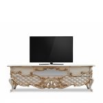 میز تلویزیون سلطنتی السانا چوب راش ایران چوب - سفید سر گل ورق طلا