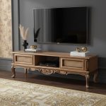 میز زیر تلویزیونی راشل، دارای فضای ذخیره‌سازی و کشو، نجاری دقیق قم