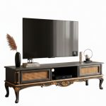 میز تلویزیون راشل چوبی منبت کاری شده با دست | چوب راش ترکیه ای | خام برای رنگ پذیری دلخواه | مدل سلطنتی