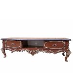 میز تلویزیون سلطنتی فندقی تیره سر گل ورق طلا یلدا