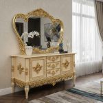 خرید آینه کنسول سلطنتی آرتین؛ میز کنسول شیک با آینه منبت‌کاری شده برای دکوراسیون منزل